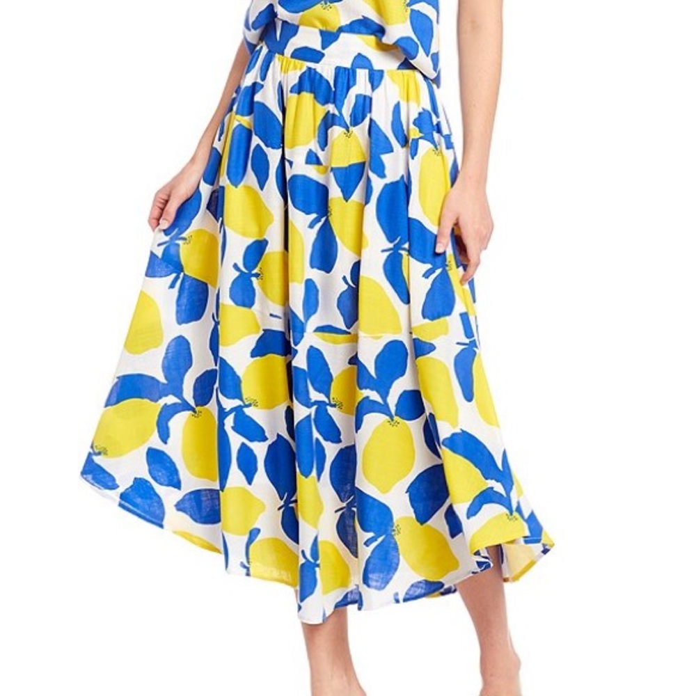 🌷Cremieux
Sage Lemon Print Midi A-Line Skirt🌸